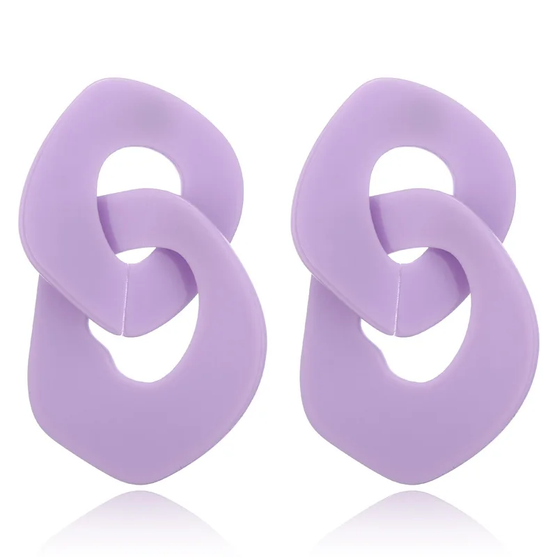 Minimal Jewelry Chain Link Acrylic Drop Earrings Irregular Geometric Acetate Board Acrylic Resin Chain Link Pendant Earrings