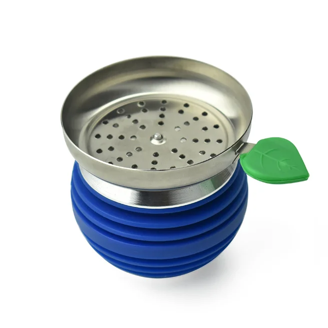 Wholesale New Design Blue Silicone Stainless Steel Shisha Pot Metal Hookah Bowls