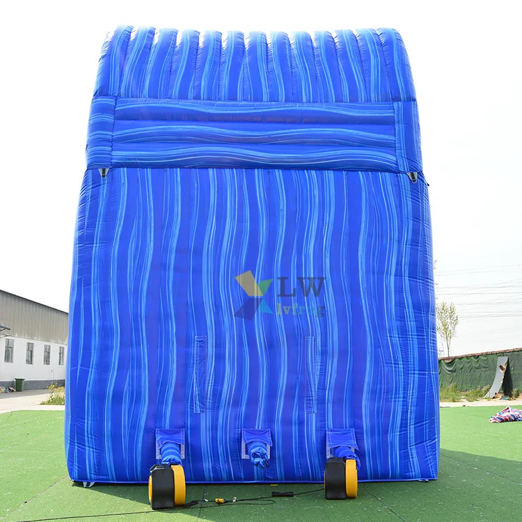 Outdoor commercial large blue wave inflatable water slide dual lane water slide with pool for sale