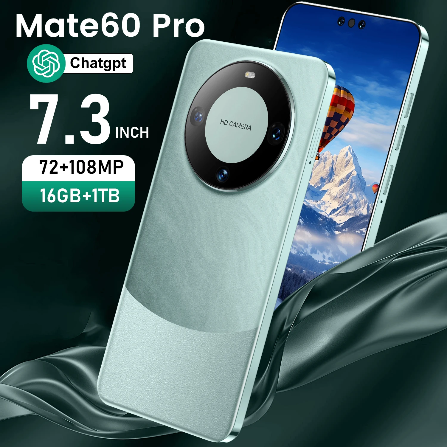 Hot Selling Mate 60 Pro qwerty keyboard phone dual sim card phone 7.3 inch smartphone
