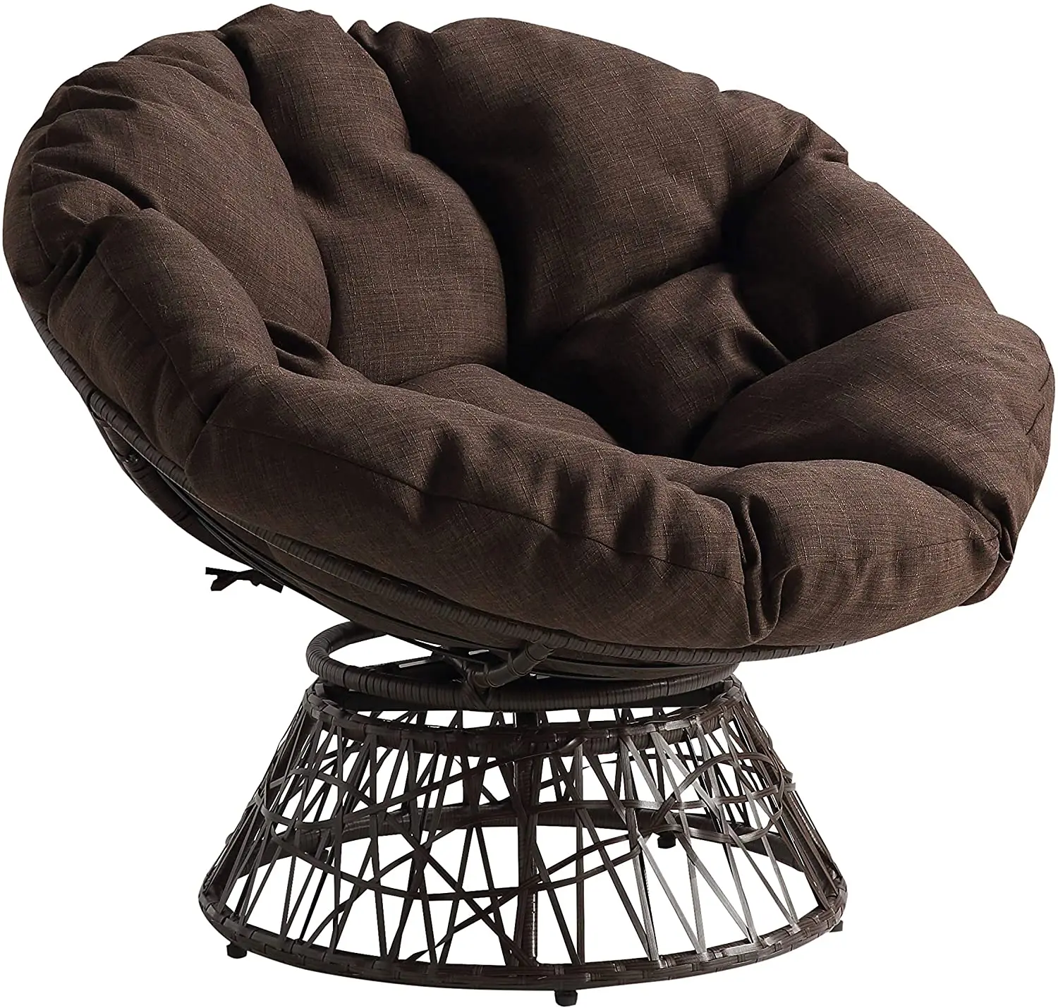 Outdoor Modern Wicker 360 Degree Metal Frame With Cushion Rattabn Swivel Chairs Outdoor Lounge