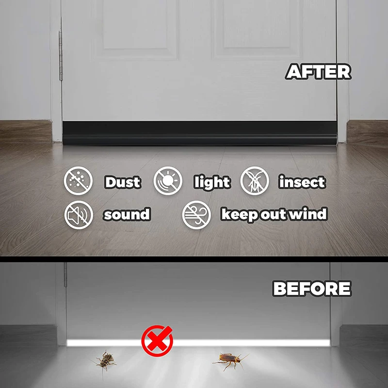 Door Draft Stopper Weather Stripping Sweep Adjustable Under Door Draft Blocker Insulator Suitable for Interior Exterior