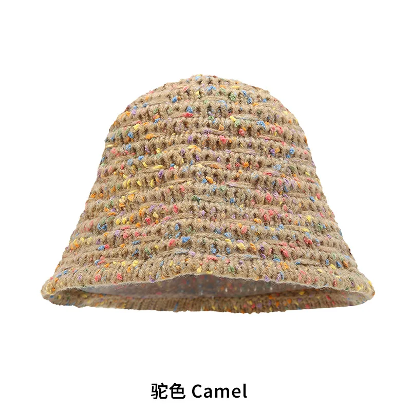 Fluffy Rabbit Wool Hat for Adults Winter Warm Fisherman Knitted Hat Ear Protection Striped Style Small Fisherman Hat