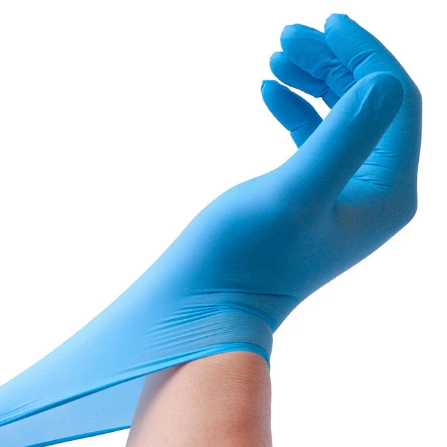 nitrile blue disposable exam medical cleaning gloves