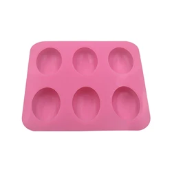 Не содержит Бисфенол А, антипригарная прочная силиконовая форма для мыла ручной работы овальной формы, 6 емкостей, форма для мыла, торта, свечи