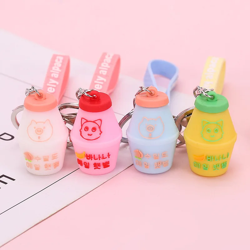 Creative Korean web celebrity milk bottle yogurt bottle key chain pendant cartoon student girl bag hanging ornaments small gifts