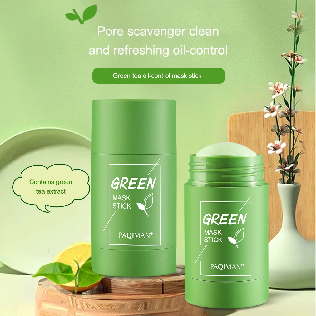 PAQIMAN OEM Private Label Wholesale Remove Blackheads Nourishing Moisturizing Green Tea Mask Stick