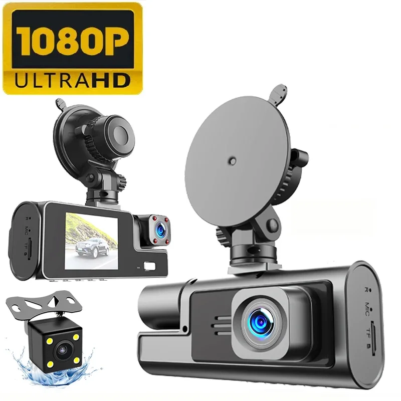 2-дюймовый экран 3-канальный Автомобильный видеорегистратор HD 1080P 3-х объектив внутри автомобиля видеокамера