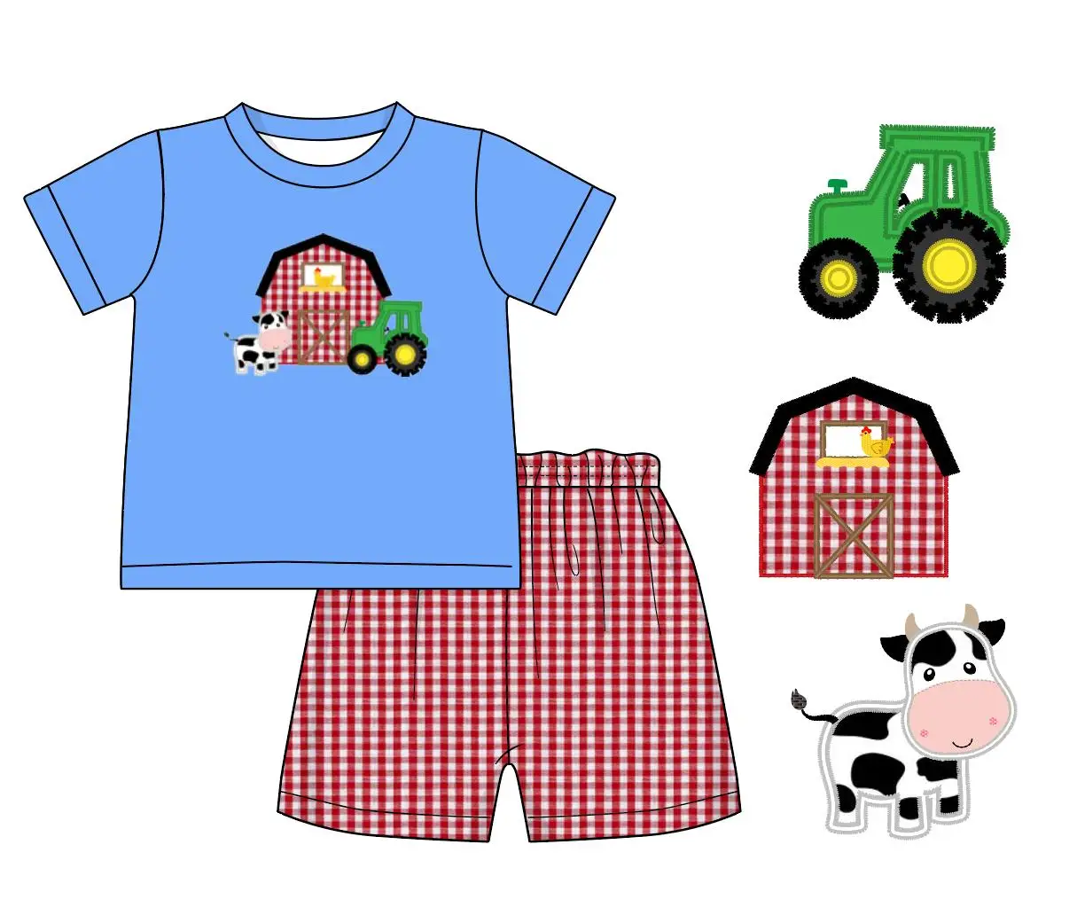 2021 Summer  Cow house &truck &house & farm is my home new ruffle  embroidered romper and outfit boutique