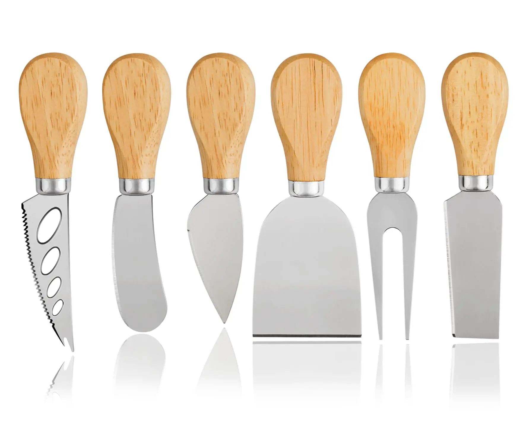 Hot Selling Stainless Steel Butter Cheese Knife Cutter Fork Spatula Knife Cheese Fork Kitchen Cheese Gadgets With Wood Handle