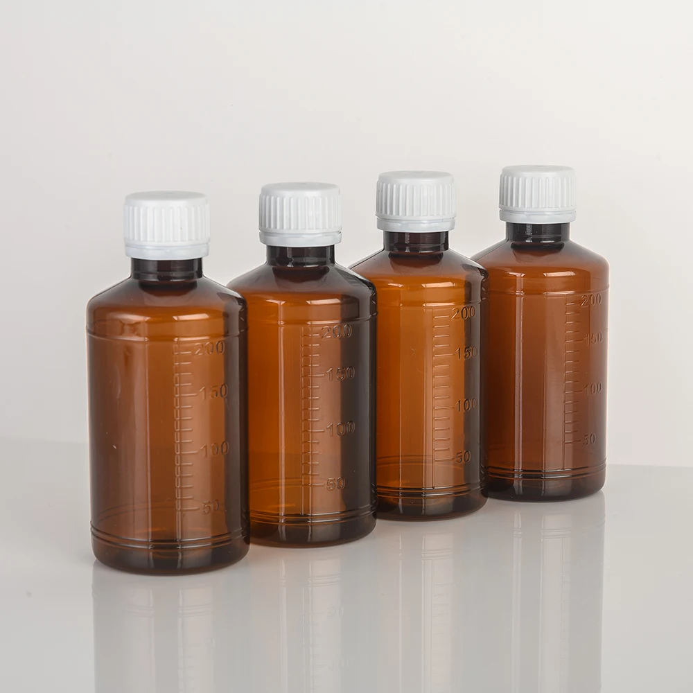 100ml, 120ml, 150ml, 3OZ, 5OZ amber black transparent cough syrup liquid round bottle medicine plastic bottle with screw cap