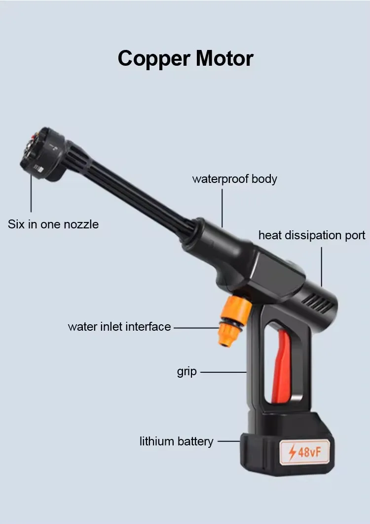 HF-7SSH Portable High-Power Lithium car pressure washer Water Gun with Wireless Charging car wash pressure washer