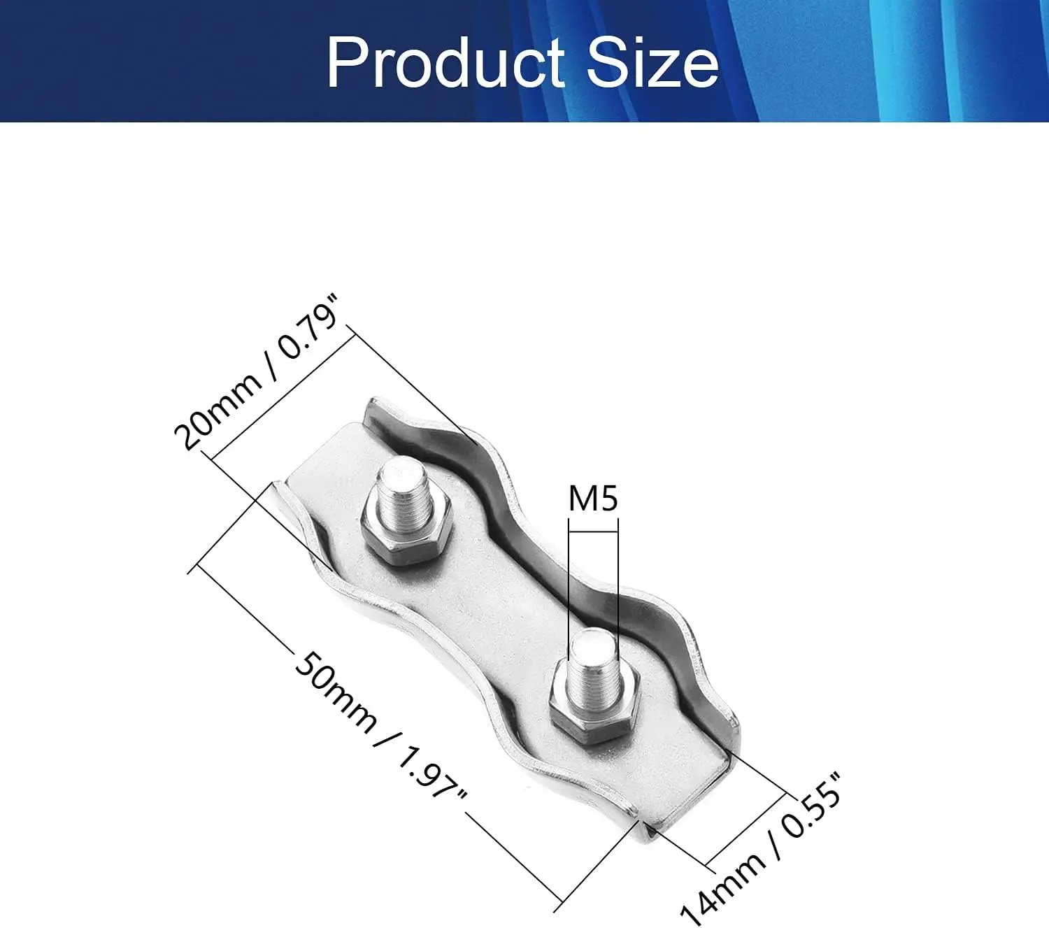 Stainless Steel Cable Clip 304 Stainless Steel Duplex Wire Rope Clip Cable Clamp  Industry Ships Vessels Rope Silver Tone