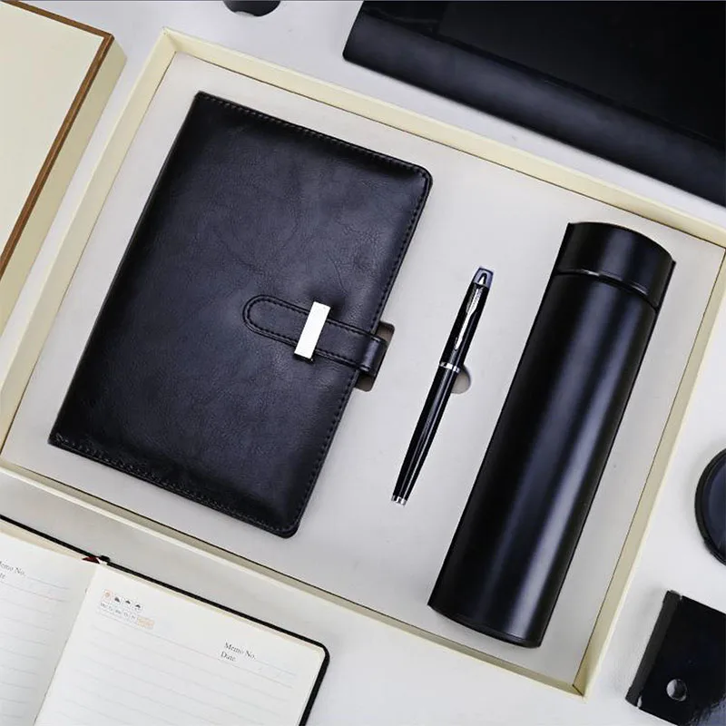 business gift set luxury custom logo A5 notebook pen vacuum cup 3 in 1 gift sets for VIP client (1600151587377)
