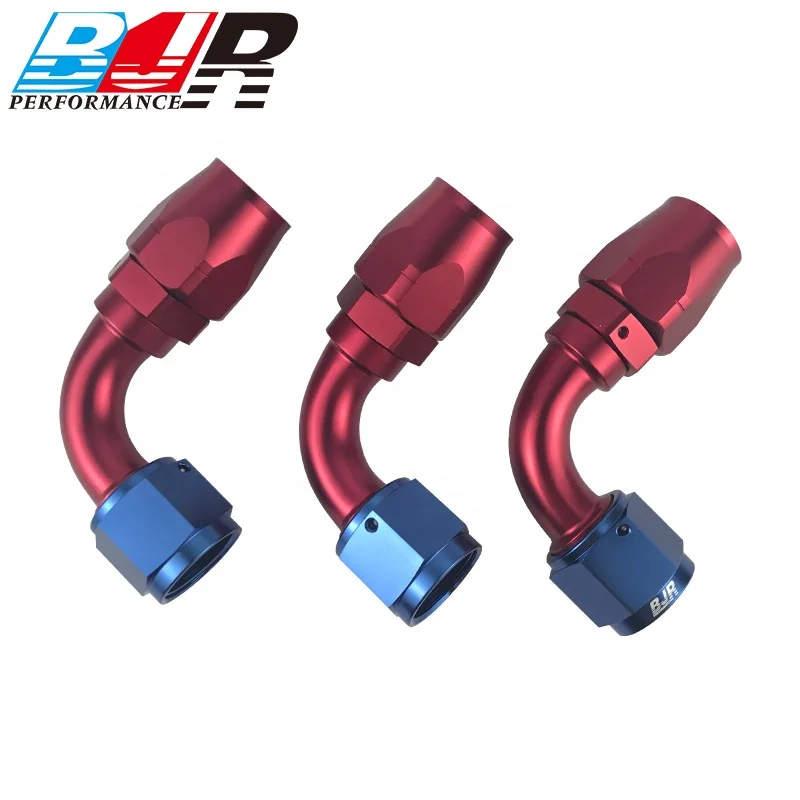 BJR Performance AN4 AN6 AN8 AN10 90deg Black Aluminum Cutter Hose End