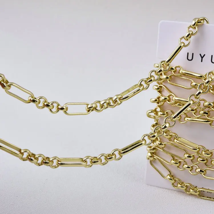 Chunky Thin Circle Twist Cable Small Round and Big Oval CircleTextured Gold Filled Chains For Jewelry