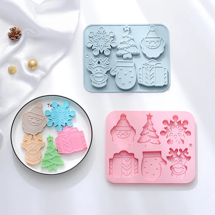 BS2217 6 cavity рождественскую тему праздника снега дерева лося перчатки старика Подарочная коробка шоколадный торт силиконовые формы для выпечки
