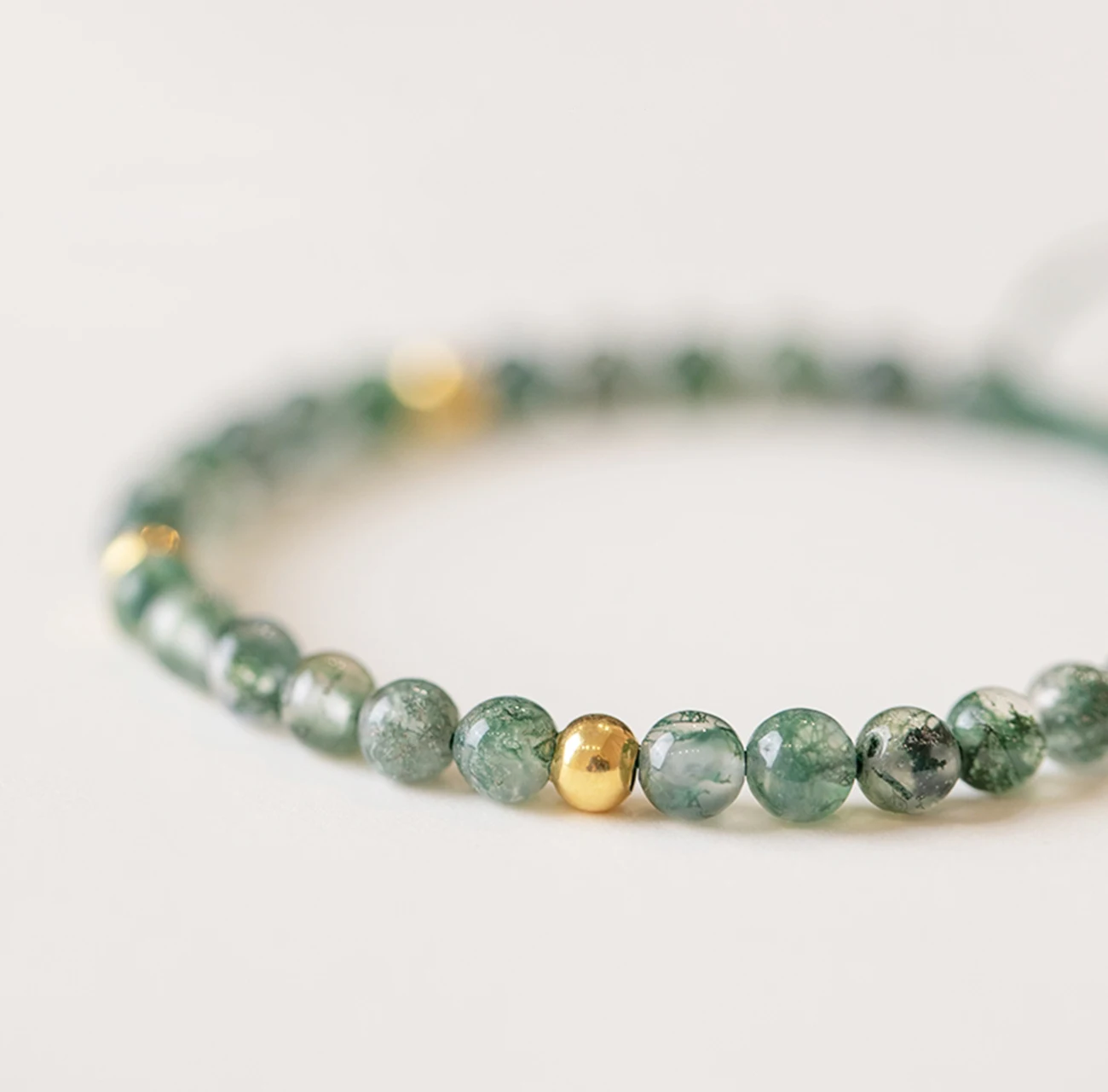 Agate 14K Gold Bead Bracelet small Retro