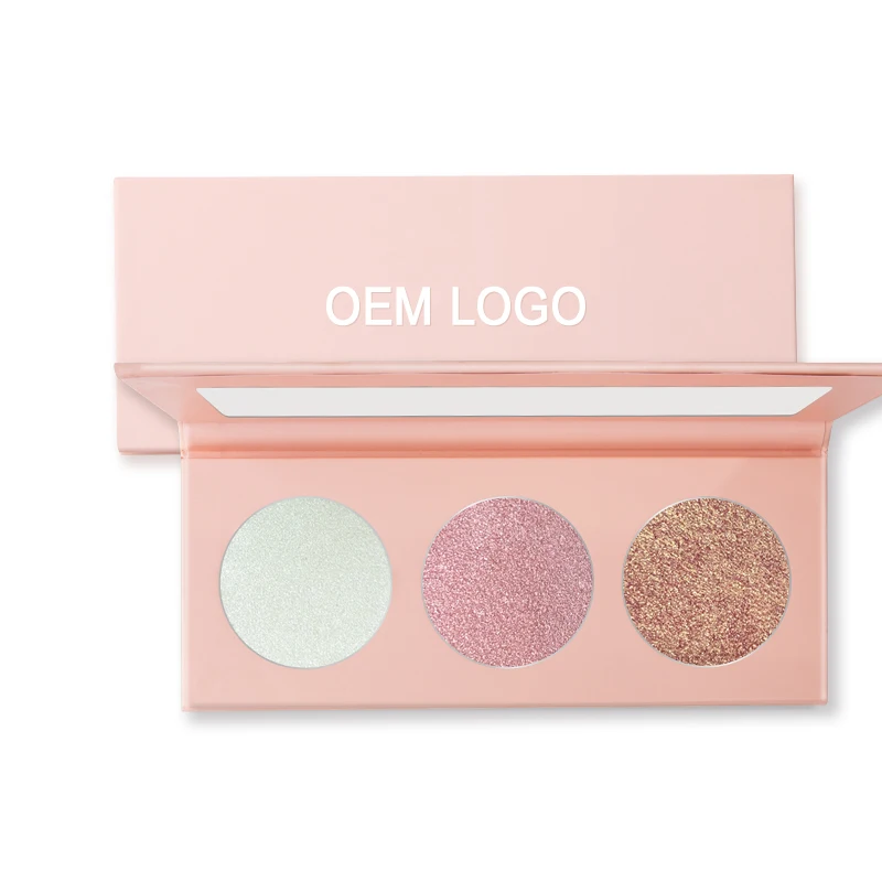 High Quality 3 Color Custom Private Label Pressed Powder Bronzer And Highlighter Makeup Palette Wholesale Low Moq