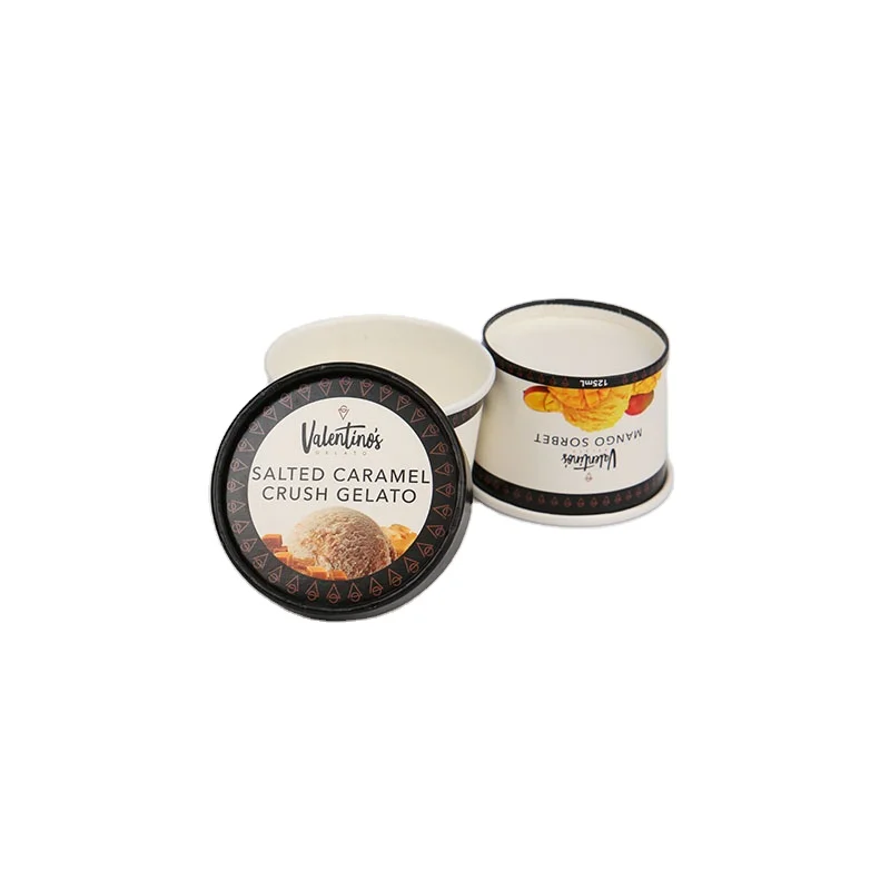 Food grade recycled disposable 100ml 150ml 500ml icecream papercup custom printed 3oz 5oz 8oz ice cream paper cups with lid
