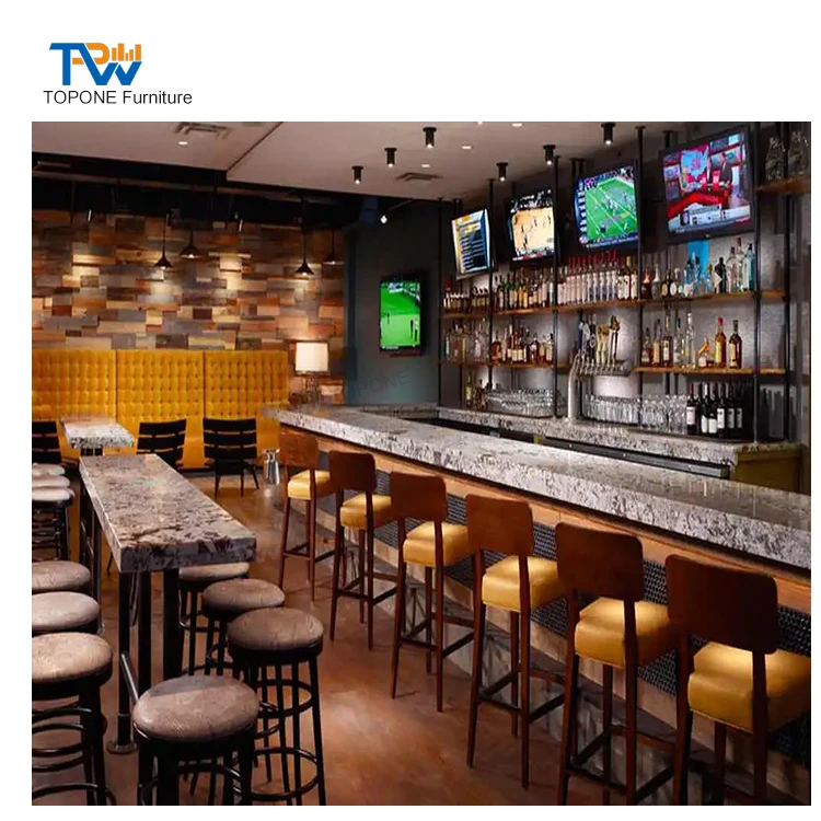 Customized Modern Luxury Bar with Metal LED Light Club Bar Counter Hotel Lounge Commercial Pub Bar Counter