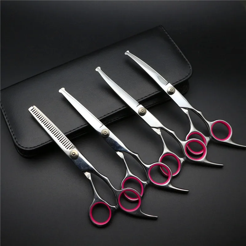 Professional Pet grooming Scissors Sharp Edge Cat Hair Cutting Tools Kit Stainless Curved Blade Pet Barber Scissors For Dog