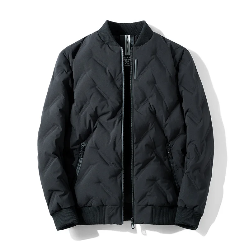 Wholesale OEM/ODM Lightweight Casual Duck Down  Jacket Winter Warm polyester  black  jacket man without hood