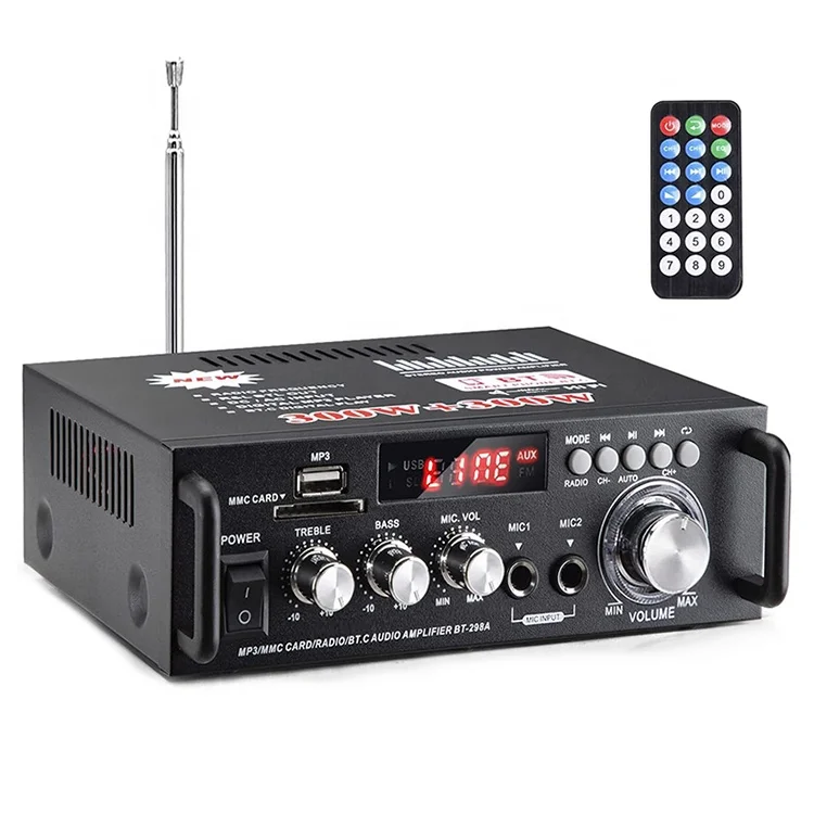 High Quality HI-FI Stereo Audio Power Amplifier Home Theater Dual Channel Amp Sound Speaker BT 5.0 Car amplifier