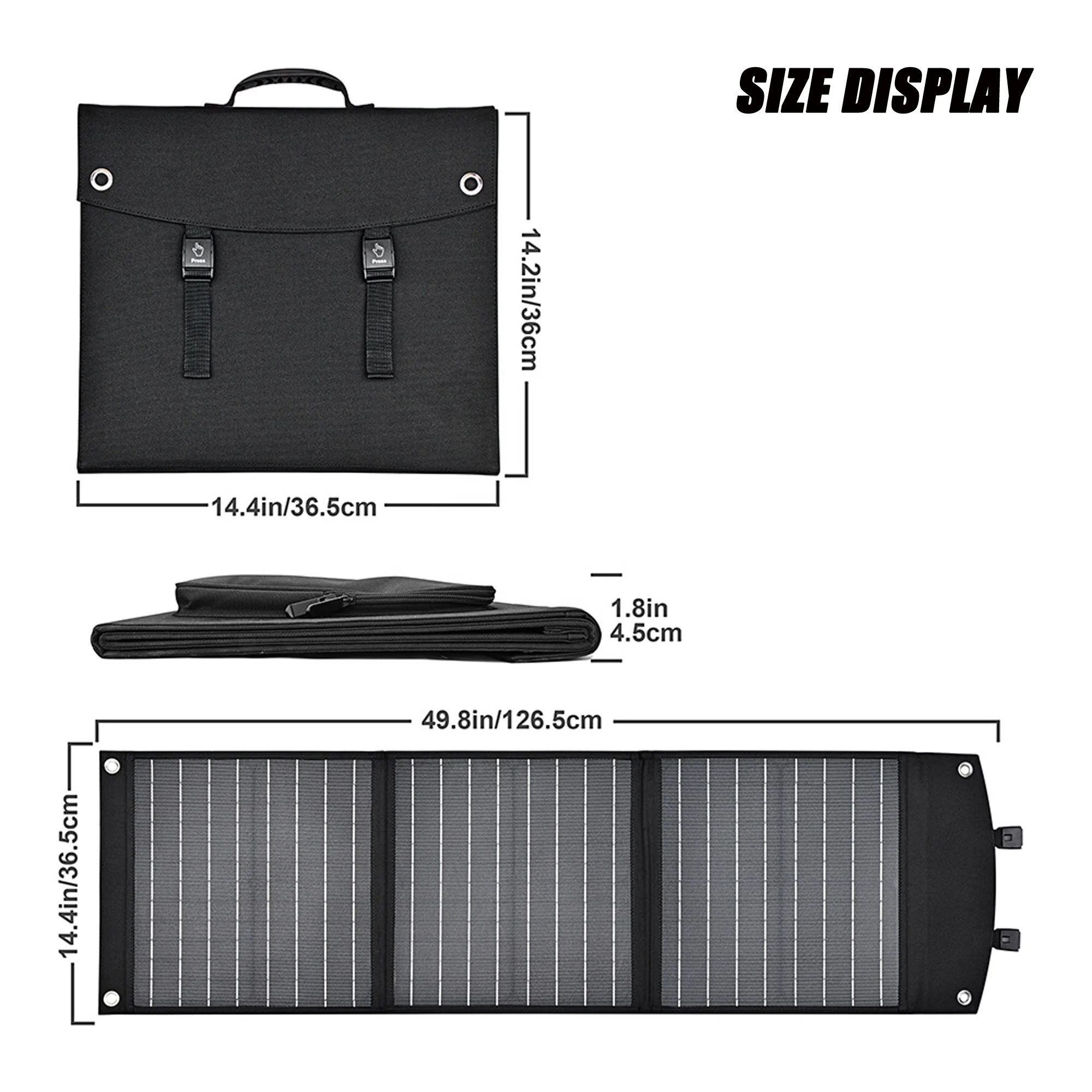 Portable outdoor foldable 60W solar panel charger for electronic