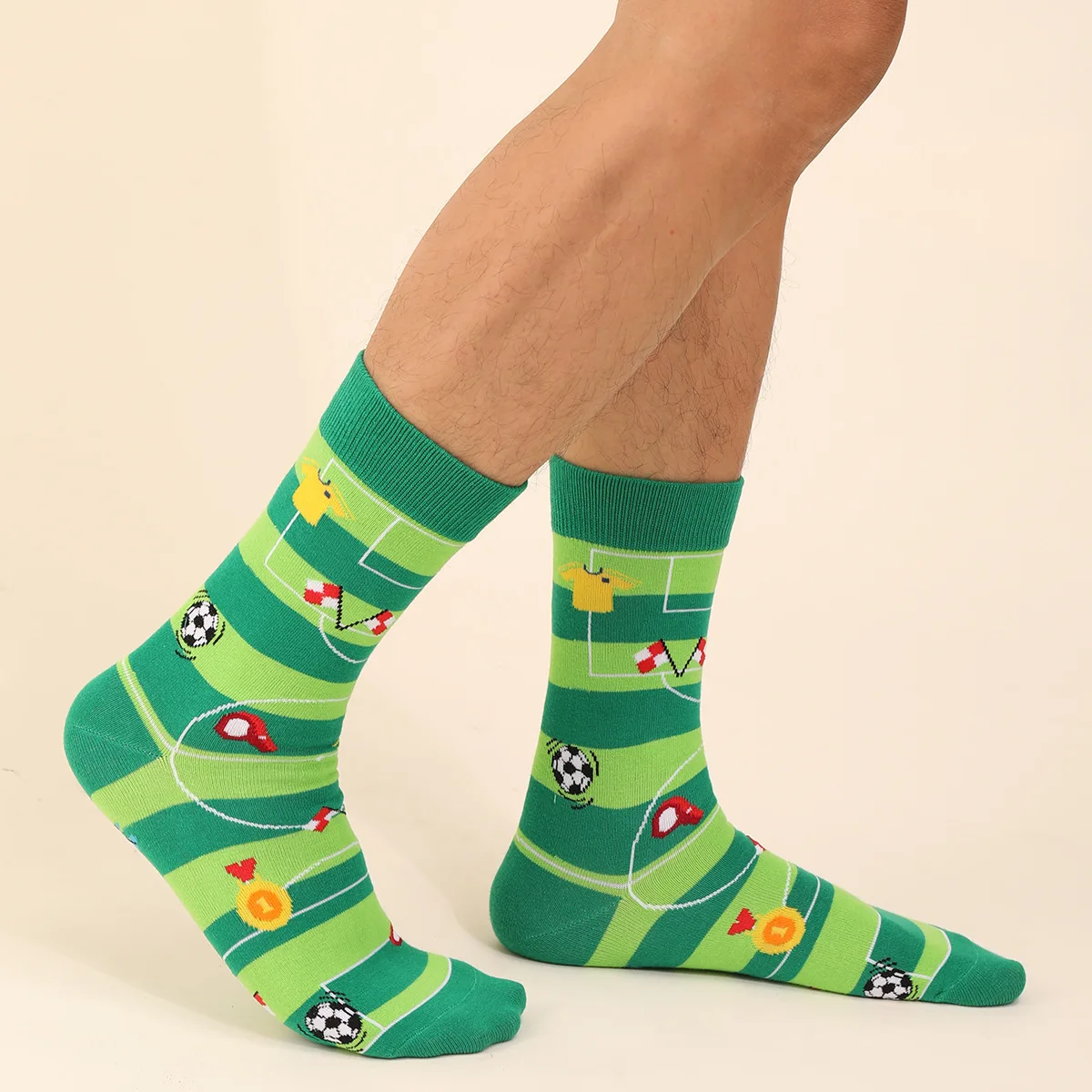 Custom Designed Funny Football Crew Socks Men High Cotton Knitted Athletic Socks Short Long Available White Blue colorful socks