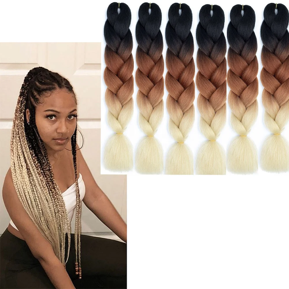 Горячая Распродажа Омбре синтетические волосы Джамбо плетеные волосы высокотемпературные синтетические плетеные волосы для наращивания