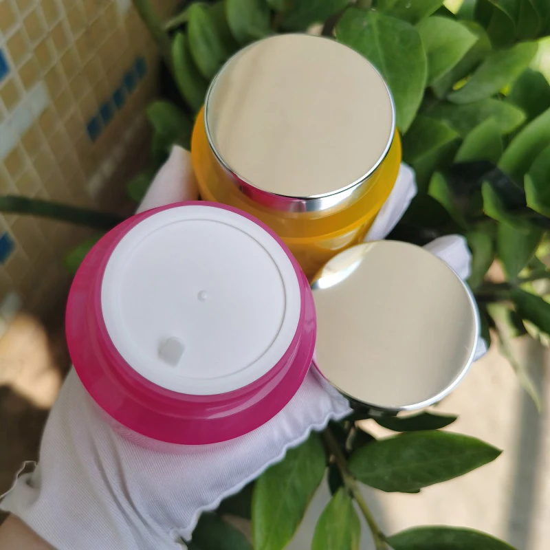 M715 70ml plastic pink white blue body scrub cream jar 70g unique round vaseline empty container with gold  silver cap