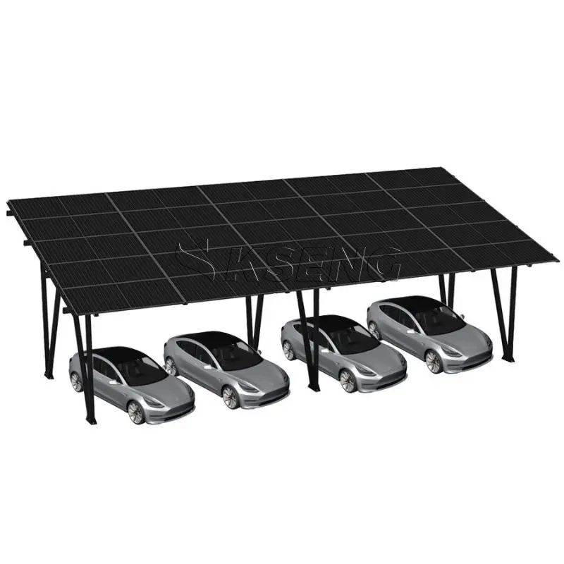 Aluminum Solar Carport Structure Modern Design Black Solar Carport Mounting Solar Car Park
