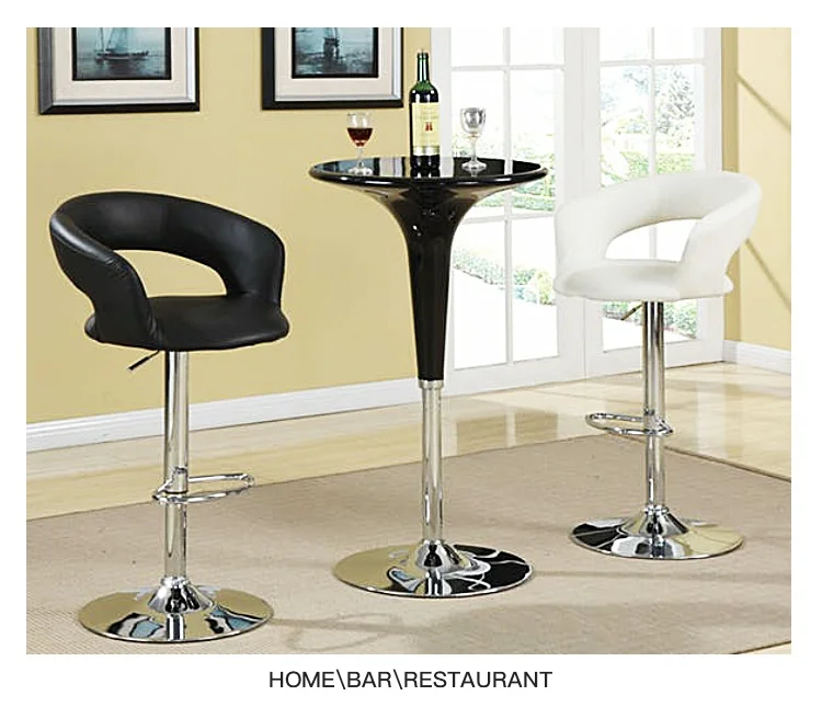 China Best Price Home Club Ajustable Bar Smooth Chromed Base Small Round Plastic Top Bar Table For 2 Seats