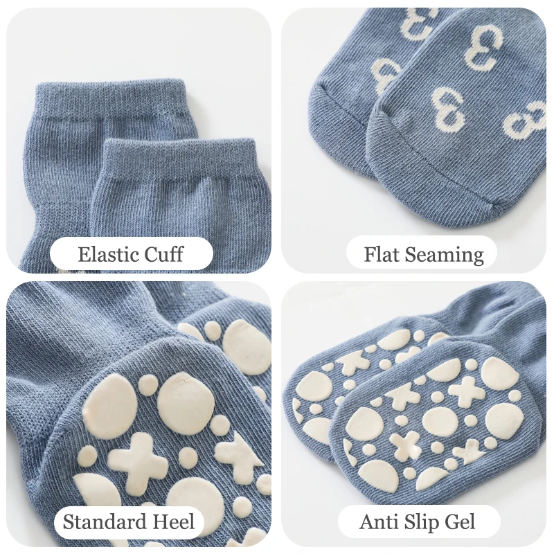 Cute Cartoon Newborn Baby Anti-Slip Cotton Socks for Unisex Baby Non-slip Happy Socks