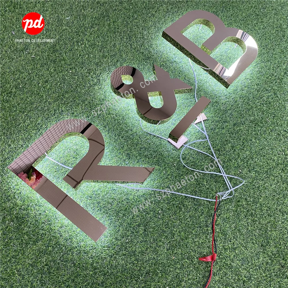 Custom Metal Stainless Steel Halo lit Letter Illuminated Led Channel Letters Backlit Signs for Office Company Logo Led Wall Sign