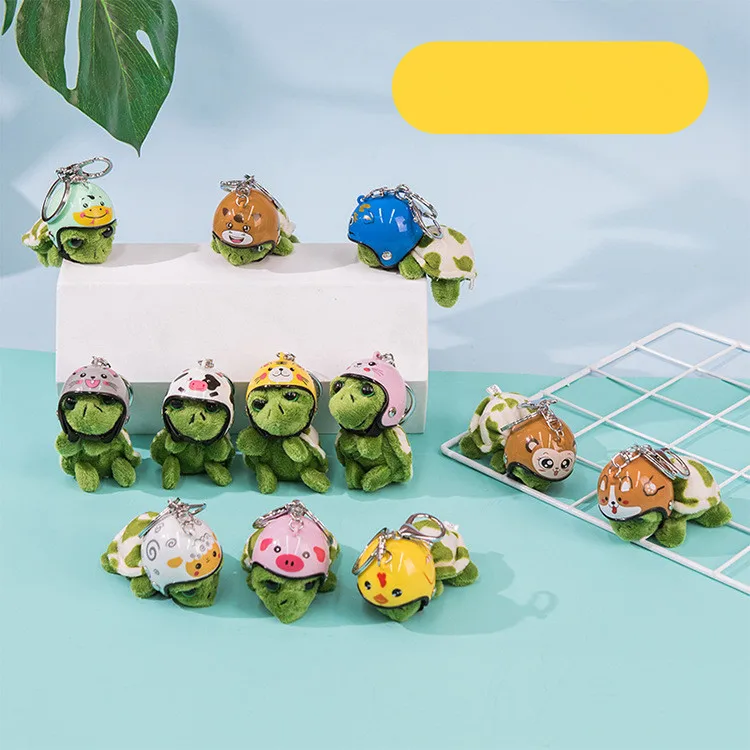 New trend popular helmet turtle plush Zodiac sign fruit cute plush key chain pendant bag