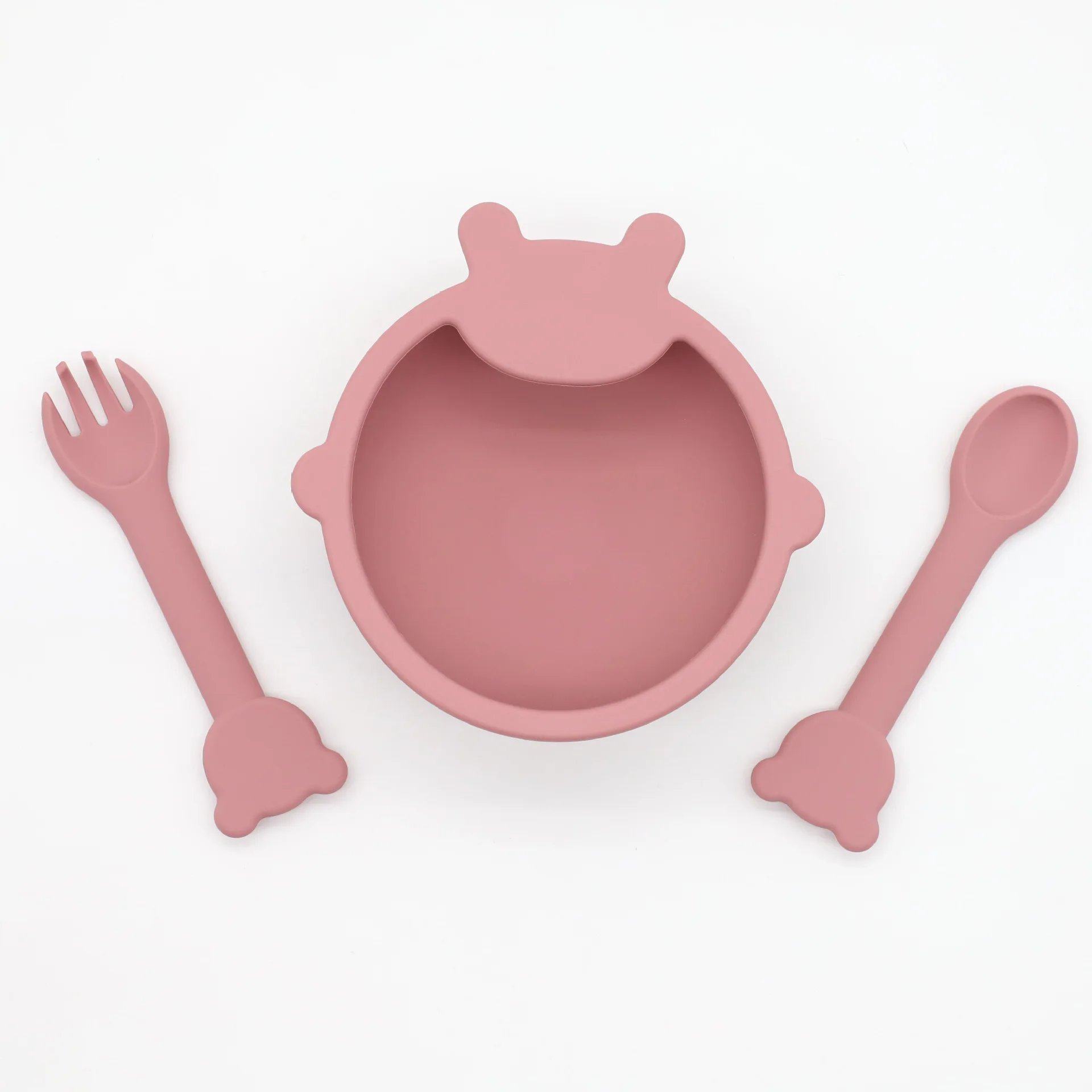 Lightweight Waterproof Non-toxic Silicone Baby Sink Mat Bib  Silicone Baby Suction Bowl With Adjust Spoon and Fork