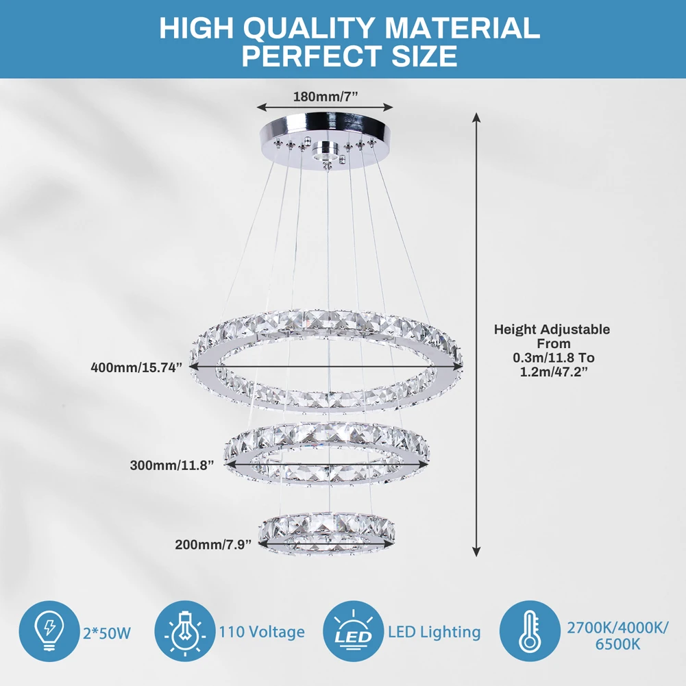 High Quality Light Energy Saving Crystal Chandelier Pendant Light For Dining Table Large Round Nordic Modern Living Room