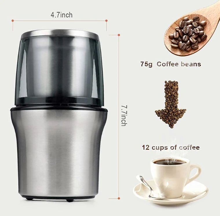 200w 150g Large Capacity Spice Grinder Mill Food Mixer Machine Portable  Electric Coffee Bean Automatic Spice Grinder