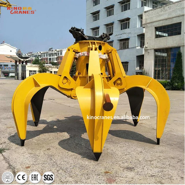 Steel Scrap Handling 10Ton Bridge Crane Using Hydraulic Type Orange Peel Grab