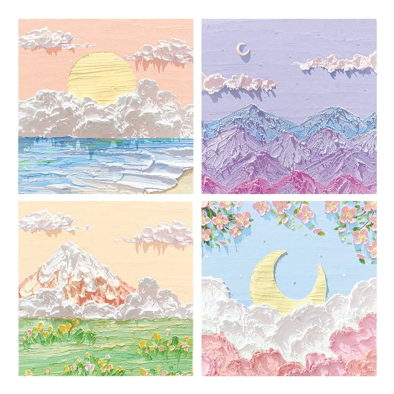 Printing Cubes Promotional Hot Sale Sticky Note Pad  Creative Colorful Memo Pad  Oil Painting Sticky Notes