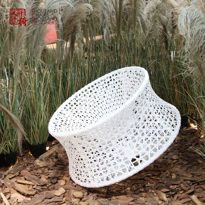Tctd Fashion Style Outside Patio Furniture White Outdoor Swivel Rocking Chair Eco-friendly Garden Rattan Aluminum Chairs