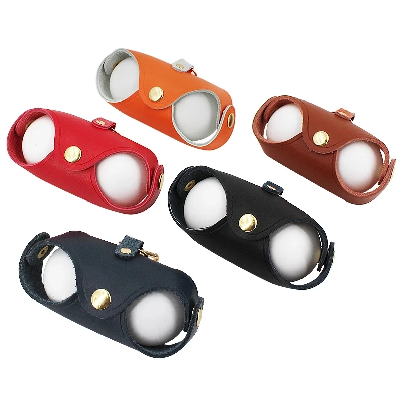 Golf Ball Pouch Tee Holder Belt Waist Bag Made of PU Leather for Golf Sports Accessory Holds 2 Balls