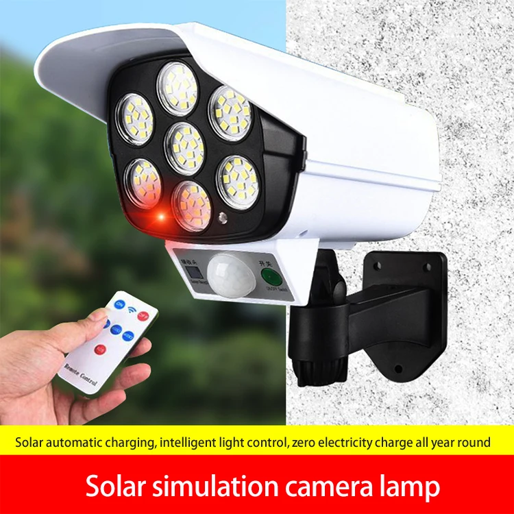 77LED Solar Outdoor Light 3 Modes Dummy Surveillance Fake Camera Solar Security Light with Motion Sensor