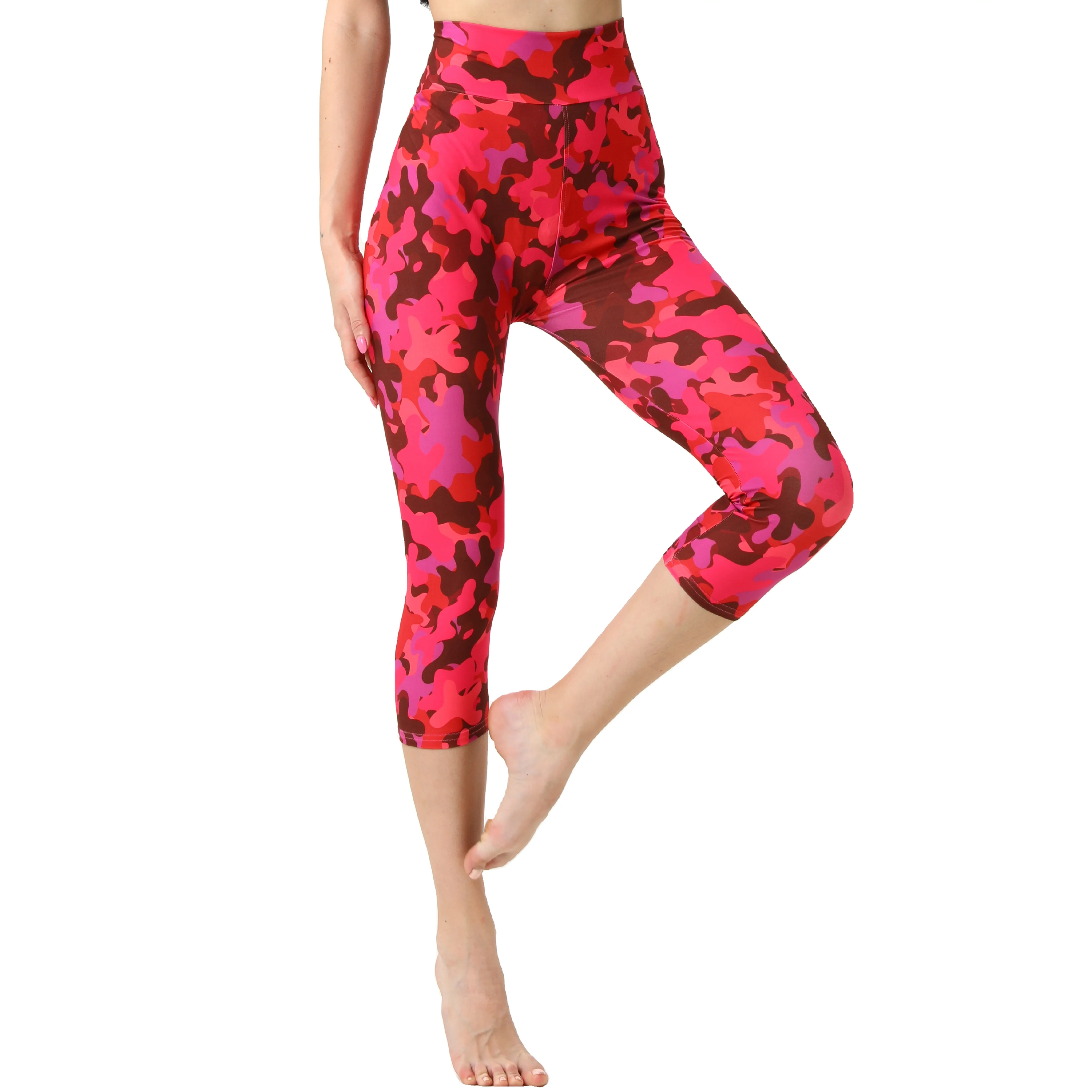 Wholesale 92 Polyester 8 Spandex Ultra Soft Tights Super Stretch Yoga Pants Fashion Boutique Price Midi Length Capri Leggings