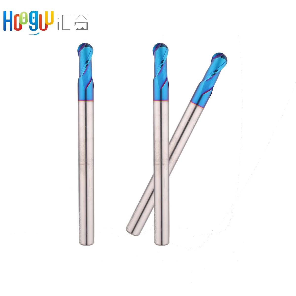 End Mill HRC63 2 flutes with 75mm nano blue Coating Extended Cutting tools Tungsten Carbide Ball nose End Mill