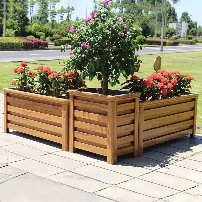 customer municipal engineering Redwood grain flower pot & planters aluminum flower beds for street