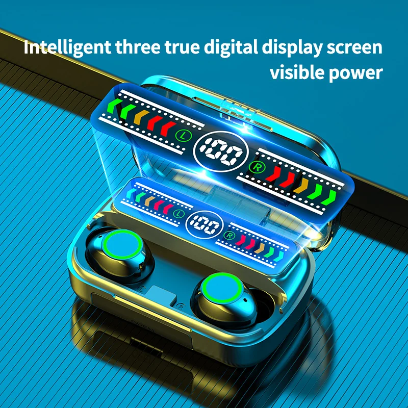 M100 TWS Earphones Blue Tooth Wireless Headphones with Mic Mini Stereo In-ear Earbuds Sports Gaming Headset Usb 800mah 10 Metes