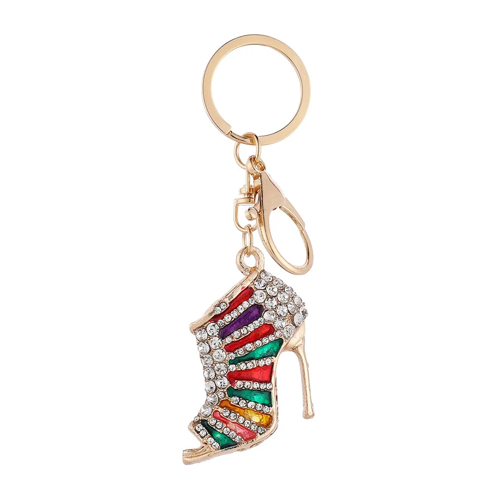 High Quality Metal Key chains llavros Wholesale Rhinestone Crystal High Heel Shoe Keychain